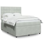 vidaXL Sommier à lattes de lit et matelas Gris clair 160x200cm Velours