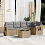 vidaXL Salon de jardin avec coussins 6 Pièces beige résine tressée