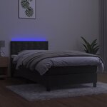 vidaXL Sommier à lattes de lit avec matelas LED Gris foncé 100x200 cm