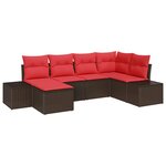 vidaXL Ensemble de canapé de jardin 6 Pièces Marron polyrotin
