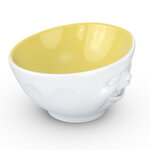 Grand bol en porcelaine hôtelière clin d'oeil intérieur jaune