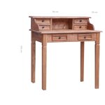 vidaXL Bureau d'écriture et tiroirs 90x50x101 cm bois massif d'acajou