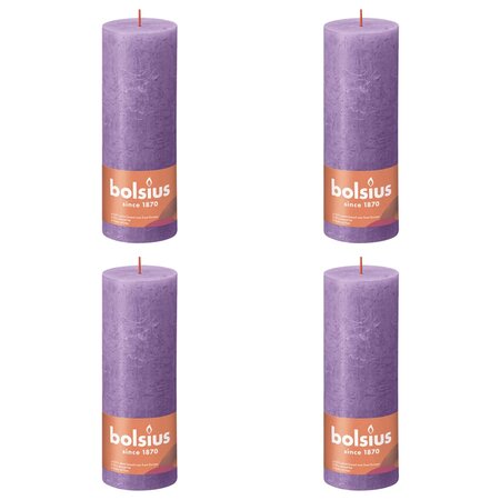 Bolsius Bougies pilier rustiques Shine 4 Pièces 190x68 mm Violet vibrant