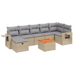 vidaXL Salon de jardin avec coussins 8Pièces mélange beige résine tressée