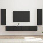 vidaXL Ensemble de meuble TV mural 4 Pièces Noir Bois d'ingénierie