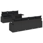 vidaXL Ensemble de canapés de jardin 8 pièces  coussins en poly rotin noir