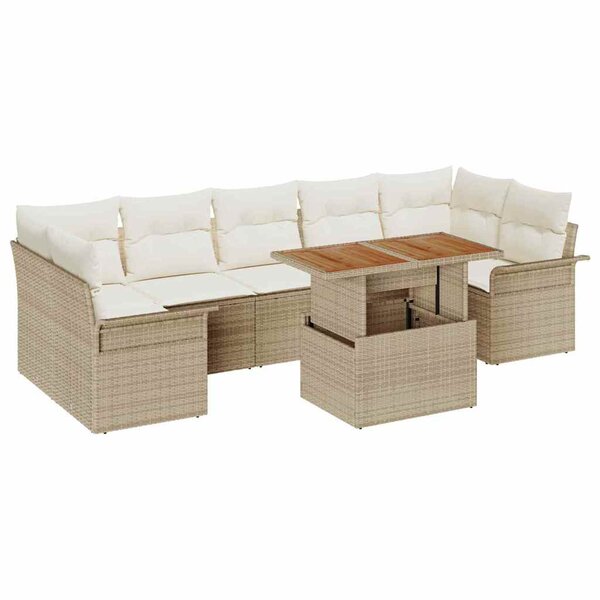 vidaXL Ensemble de canapé de jardin 8 Pièces Beige Poly rotin