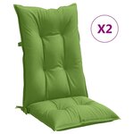 vidaXL Coussins de chaise à dossier haut lot de 2 vert mélangé tissu