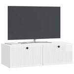 vidaXL Meuble TV mural Montage mural Blanc brillant 98 x 41 x 30 cm