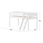 Flexa WHITE Lit mi-hauteur avec echelle inclinee 90 x 200 cm Barriere pleine Blanc