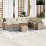 vidaXL Salon de jardin avec coussins 8 Pièces beige résine tressée