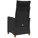 vidaXL Chaise inclinable avec plateau à thé Noir 62 x 64 x 112 cm
