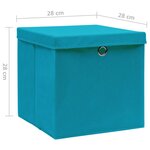 vidaXL Boîtes de rangement avec couvercles 4 Pièces 28x28x28cm Bleu azuré