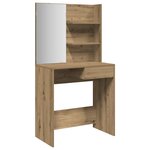 vidaXL Coiffeuse avec miroir chêne artisanal 74 5x40x141 cm