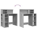 vidaXL Bureau avec rangement Sonoma gris 90 x 48 x 101 5 cm