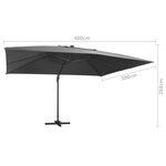 vidaXL Parasol déporté et lumières LED Aluminium 400x300 cm Anthracite