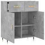 vidaXL Buffet gris béton 69 5x34x90 cm bois d'ingénierie