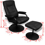 vidaXL Fauteuil TV avec repose-pied Noir Similicuir