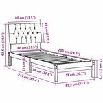 vidaXL Cadre de lit avec tête de lit rembourrée Marron 80 x 200 cm