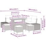 vidaXL Ensemble de canapé de jardin avec coussin 9 Pièces Noir Poly rotin