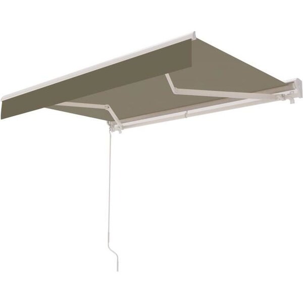 Store banne manuel semi coffre 2,90 x 2m en aluminium, structure blanche , toile taupe BEAURIVAGE