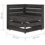 vidaXL Salon de jardin 4 Pièces Bois de pin imprégné de gris