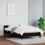vidaXL Cadre de lit avec tête de lit sans matelas noir 90x190 cm