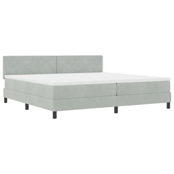 Lit avec sommier et matelas vidaXL Gris clair 200x200 cm Velours