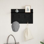 vidaXL Porte-manteau mural avec étagère Montage mural avec stockage Chêne noir 60 x 40 x 12 cm