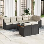 vidaXL Ensemble de Canapés de Jardin 9 Pièces avec Coussins en Rotin Poly Noir Acacia