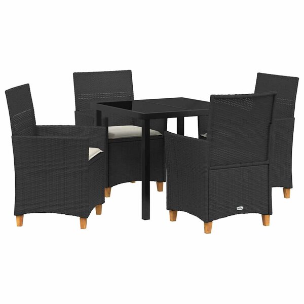 vidaXL Ensemble de salle à manger pour jardin 5 Pièces Noir polyrotin