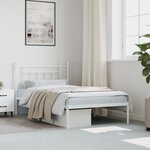 vidaXL Cadre de lit métal sans matelas et tête de lit blanc 107x203 cm