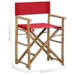 vidaXL Chaises pliables de directeur 2 Pièces Rouge Bambou et tissu