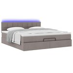 vidaXL Lit ottoman avec matelas et LED Taupe 180x200cm tissu