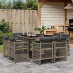 vidaXL Ensemble à manger de jardin 9 Pièces coussins gris résine tressée