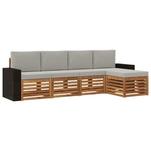 vidaXL Ensemble de canapés d'extérieur 5 pc Naturel et gris clair
