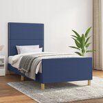 vidaXL Cadre de lit avec tête de lit Bleu 90x200 cm Tissu