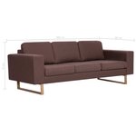 vidaXL Canapé à 3 places tissu marron