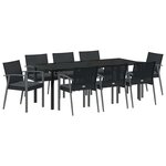 vidaXL Ensemble de salle à manger pour jardin 9 pc Noir et gris