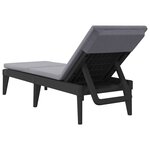 vidaXL Chaise longue avec coussin anthracite 186x60x29 cm PP