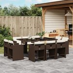 vidaXL Ensemble à manger de jardin et coussins 11 Pièces marron rotin