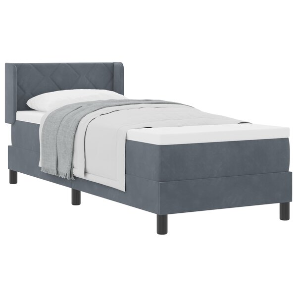 Lit Box Spring vidaXL avec Matelas Gris Foncé 80x200 cm Velours