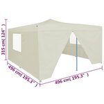 vidaXL Belvédère pliable avec 4 parois 5x5 m Crème