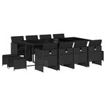 vidaXL Ensemble à manger de jardin 13 Pièces coussins noir résine tressée