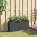 vidaXL Jardinière avec 2 pots noir 90x20x40 cm résine tressée