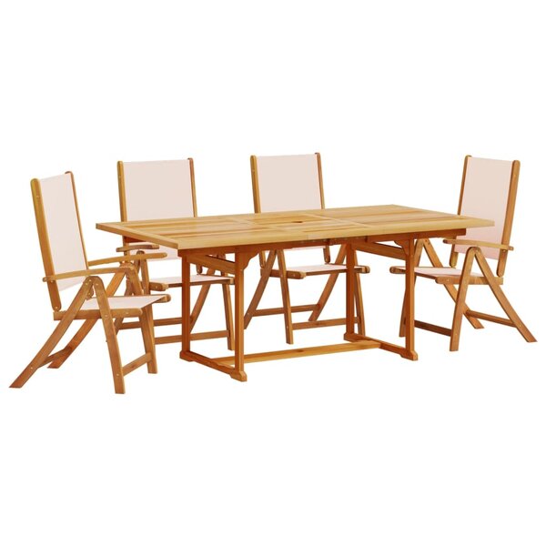 vidaXL Ensemble à manger de jardin 5Pièces bois d'acacia solide textilène