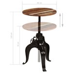 vidaXL Table de bar Bois de récupération massif 60x(76-110) cm
