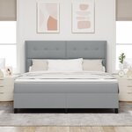 Lit à ressorts avec matelas vidaXL Gris clair 180x200 cm Tissu