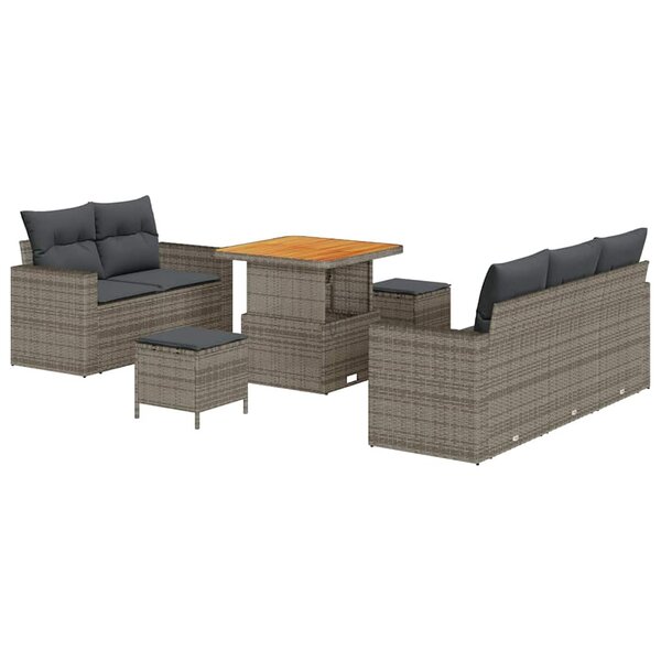 vidaXL Ensemble de canapé de jardin Manuel 8 Pièces Gris 80 x 80 x 71 cm