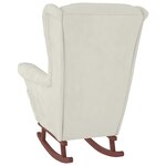 vidaXL Fauteuil à bascule à oreilles en velours crème bois massif